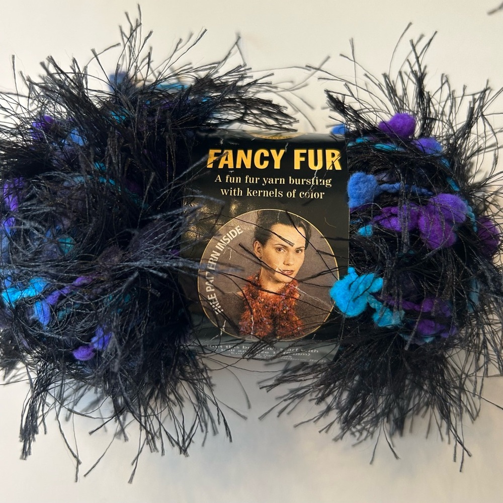 12 skeins yarn Lion Brand discontinued Fancy Fur eyelash stained glass color